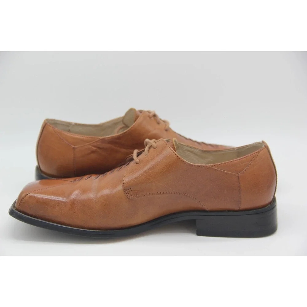 Giorgio V Dress Shoe Mens 7M Brown Leather Lace Up Square Toe Oxford